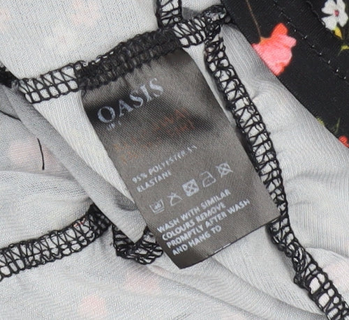Oasis Women's Black Floral Wrap Blouse Size L