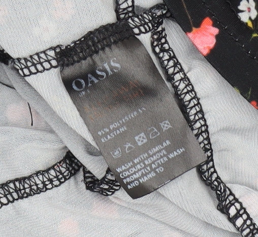 Oasis Women's Black Floral Wrap Blouse Size L