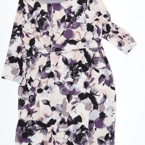 John Rocha Women's Purple Floral Shift Dress Size 18