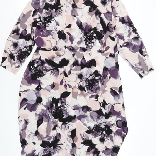John Rocha Women's Purple Floral Shift Dress Size 18