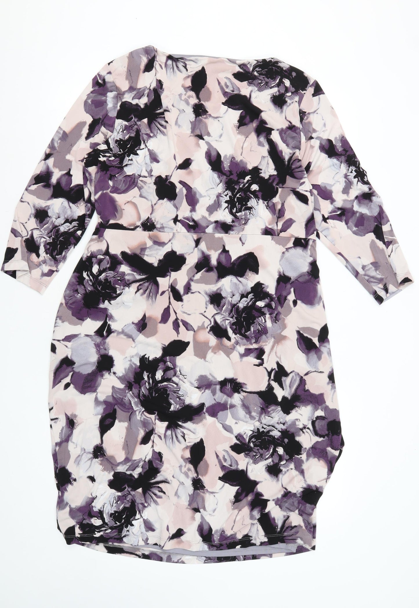 John Rocha Women's Purple Floral Shift Dress Size 18