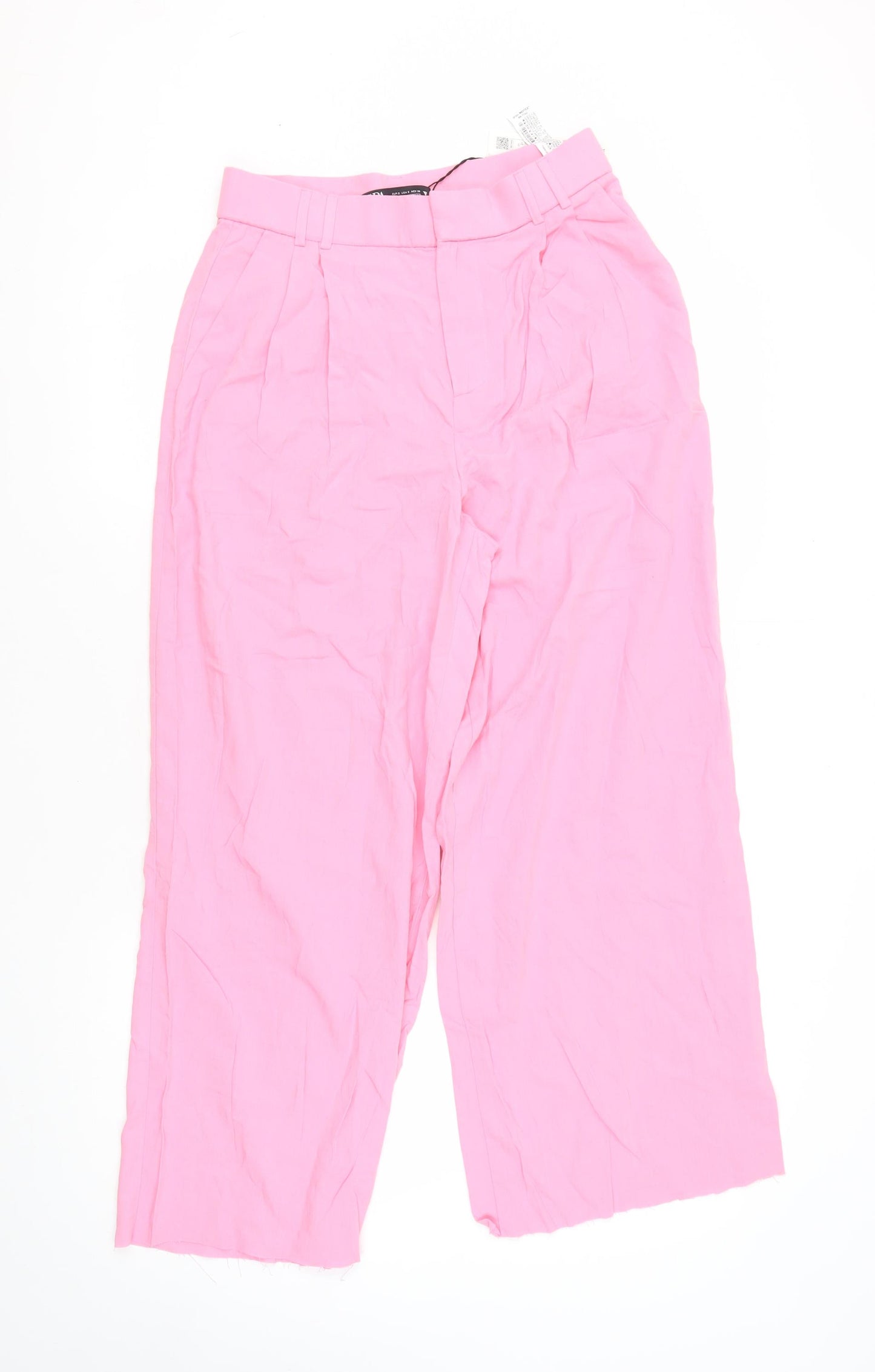 Zara Women's Pink Wide-Leg Trousers, Size S