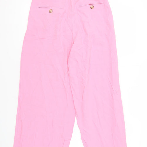 Zara Women's Pink Wide-Leg Trousers, Size S
