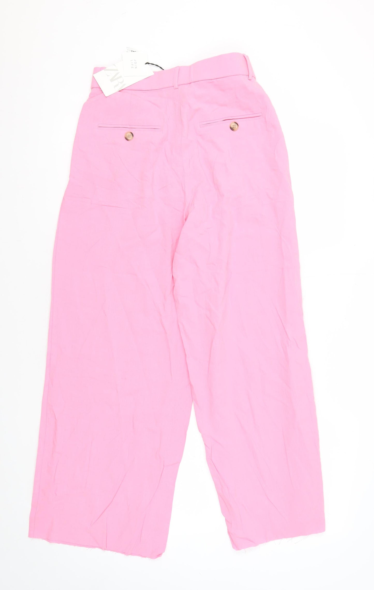 Zara Women's Pink Wide-Leg Trousers, Size S