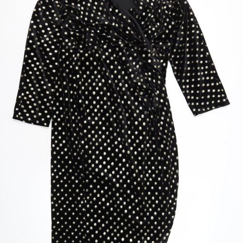 Monsoon Women's Black Polka Dot Bodycon Dress Size 18