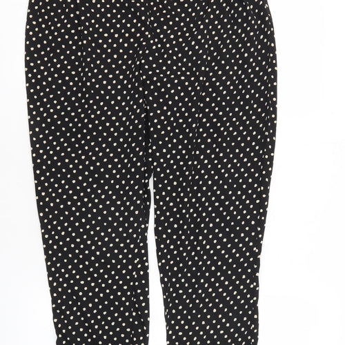 Brave Soul Women's Black Polka Dot Cropped Tapered Trousers M