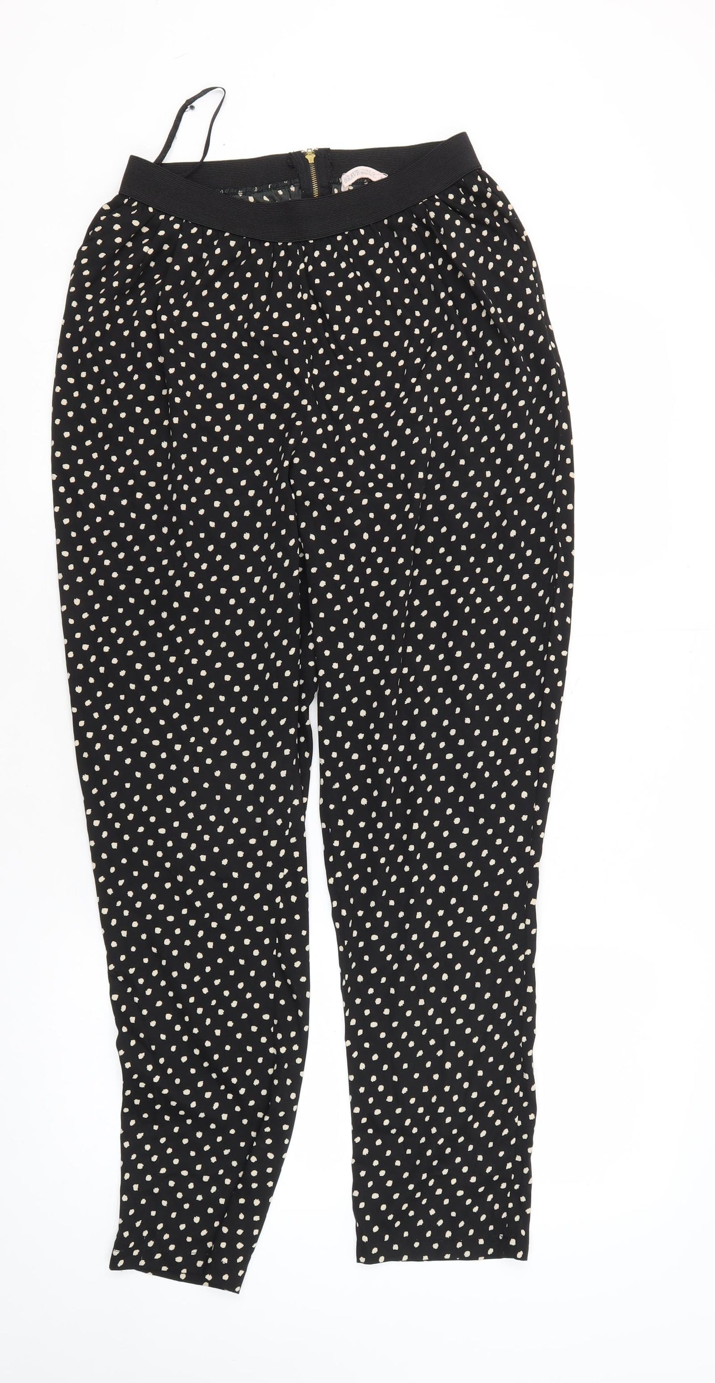 Brave Soul Women's Black Polka Dot Cropped Tapered Trousers M