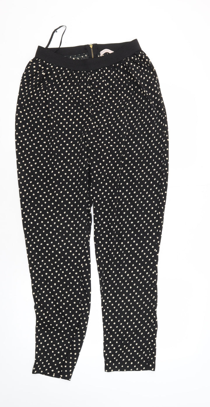 Brave Soul Women's Black Polka Dot Cropped Tapered Trousers M