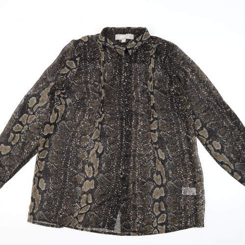 Havren Women's Brown Animal Print Tunic Blouse Size 10