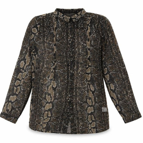 Havren Women's Brown Animal Print Tunic Blouse Size 10