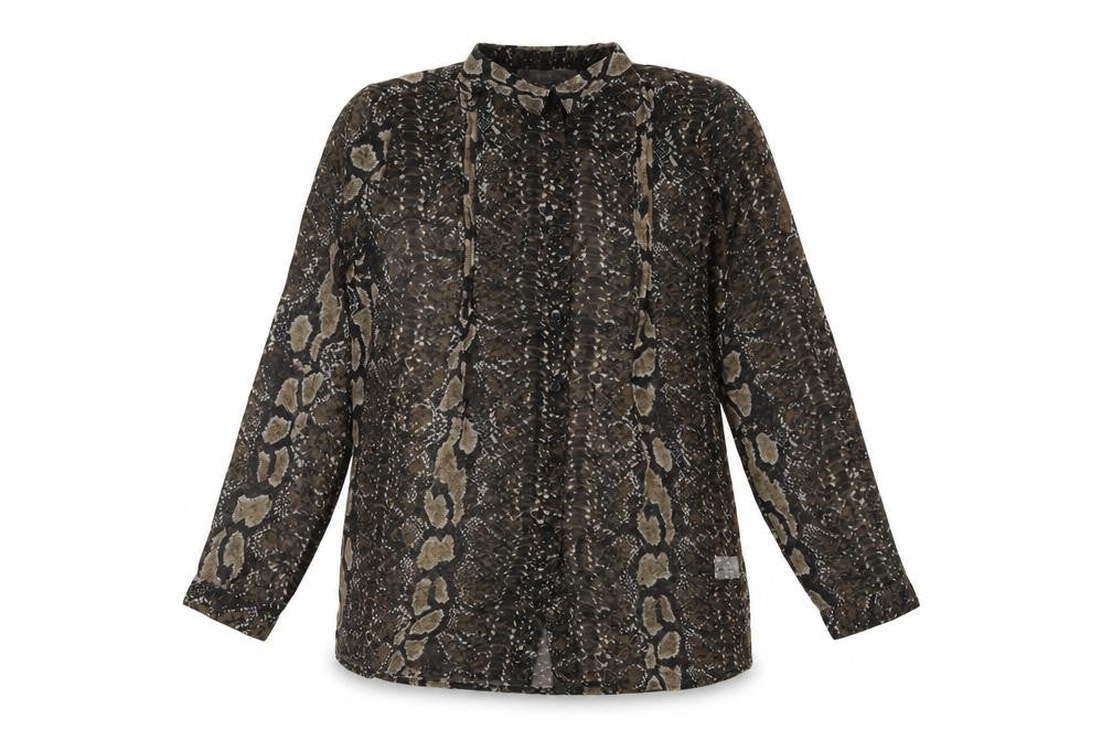 Havren Women's Brown Animal Print Tunic Blouse Size 10