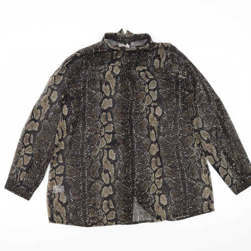Havren Women's Brown Animal Print Tunic Blouse Size 10