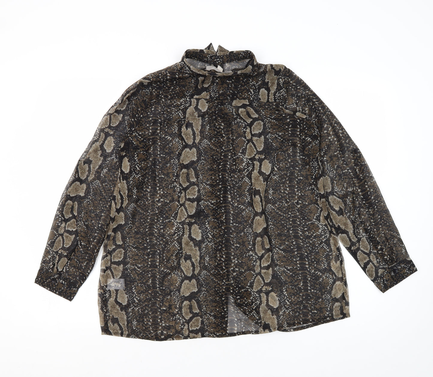 Havren Women's Brown Animal Print Tunic Blouse Size 10