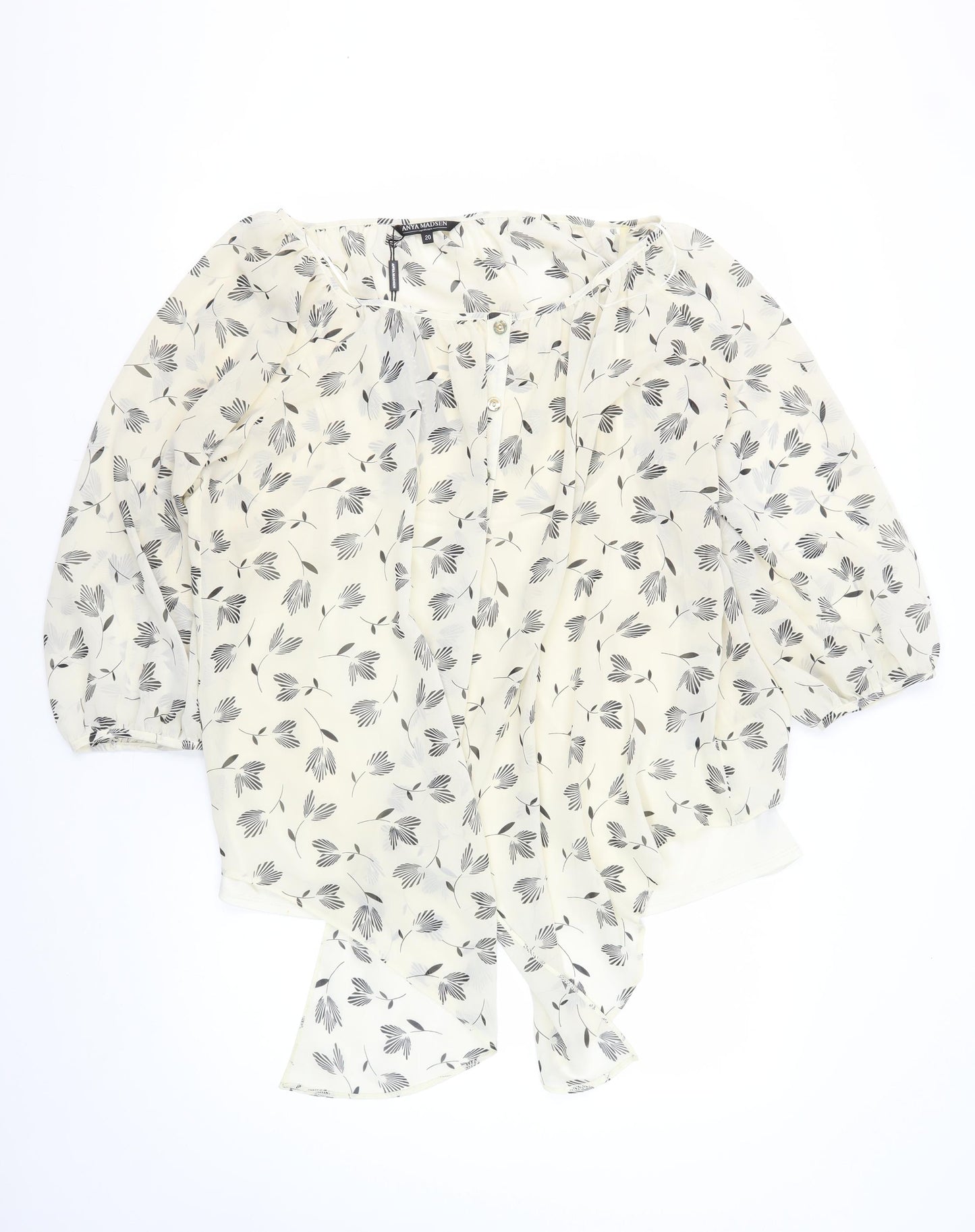 Anya Madsen Women’s Ivory Floral Tunic Blouse Size 20