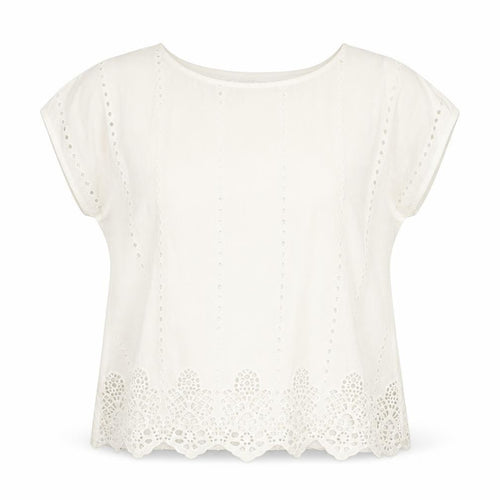 Monsoon Beach Ivory Cotton Women's Short Sleeve T-Shirt