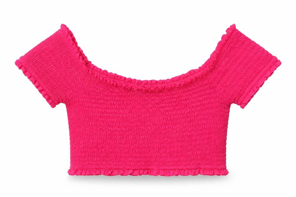 Front view of French Connection Women’s Pink Cropped Blouse, M