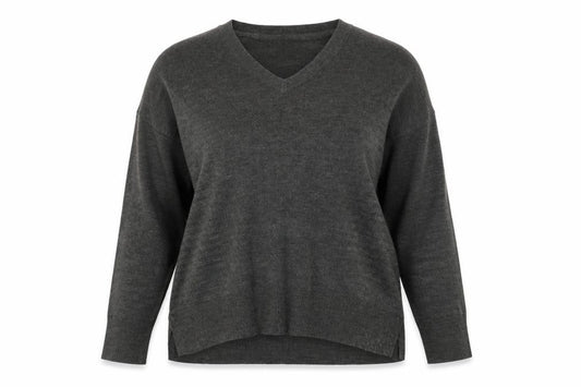 Front view of Principles Women's Grey V-Neck Jumper, size 16