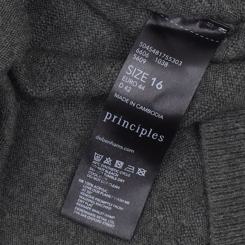Principles Women's Grey V-Neck Jumper, Size 16