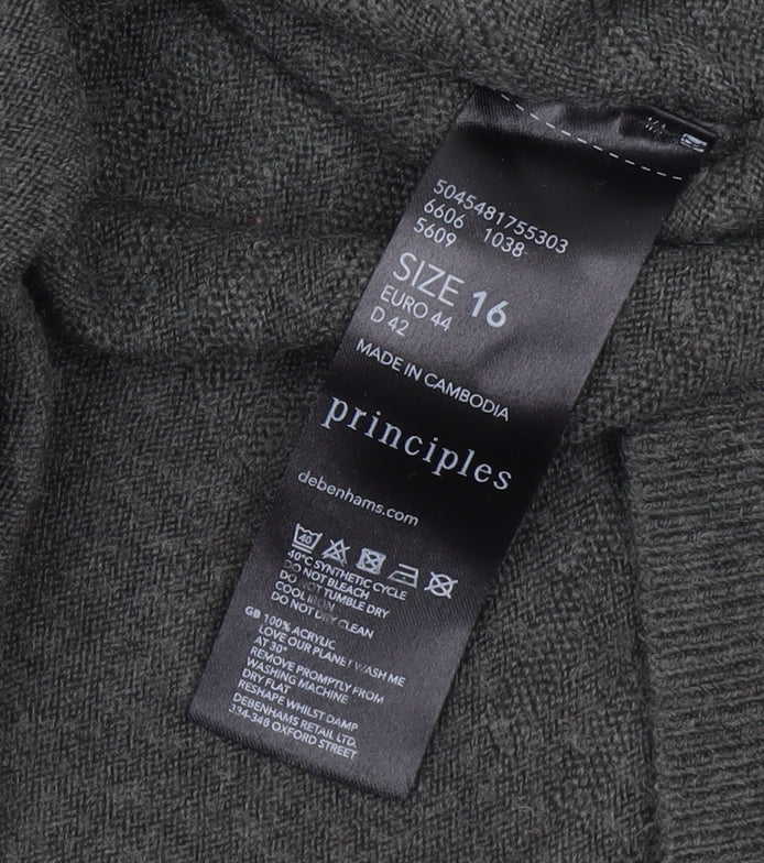Principles Women's Grey V-Neck Jumper, Size 16