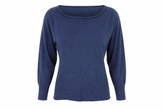Front view of Phase Eight Women Blue Pullover, size 12, Boat Neck, Knit
