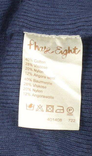 Phase Eight Women Blue Pullover, Size 12, Boat Neck, Knit
