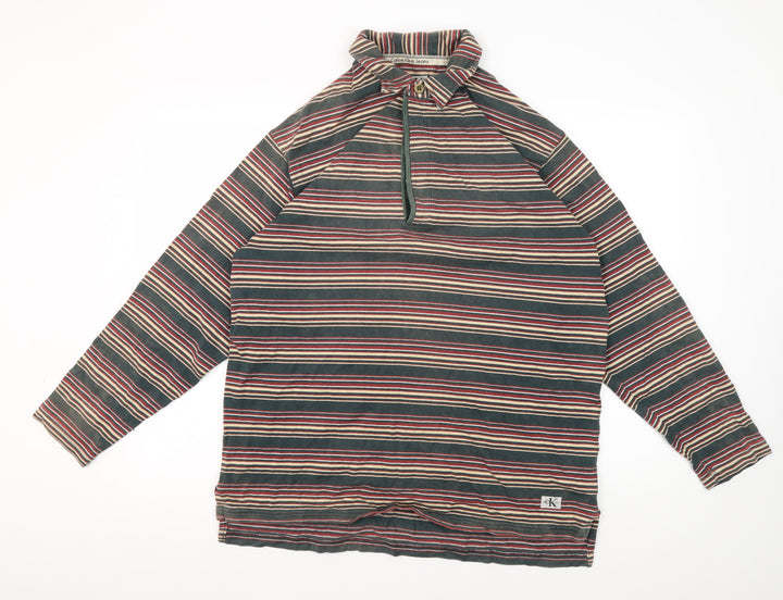 Calvin Klein Men's Multicoloured Striped Polo M