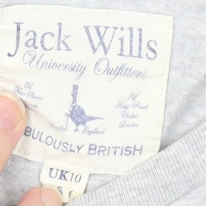 Jack Wills Women's Grey Cotton T-Shirt, Size 10