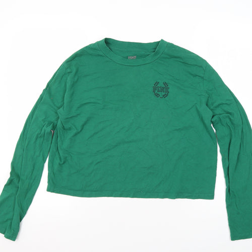 Pink Women's Green T-Shirt M Crew Neck Casual