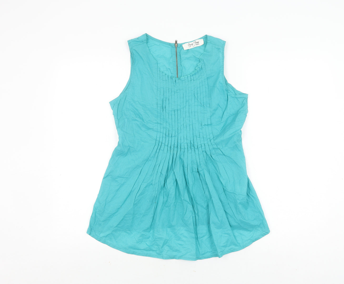Oasis Women's Blue Sleeveless Tunic Blouse Size 10