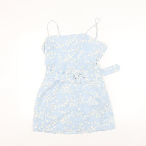 Zara Women's Blue Floral Mini Dress Size 12