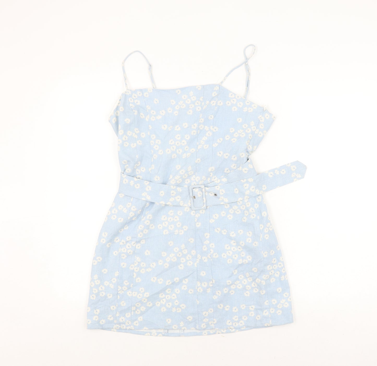 Zara Women's Blue Floral Mini Dress Size 12
