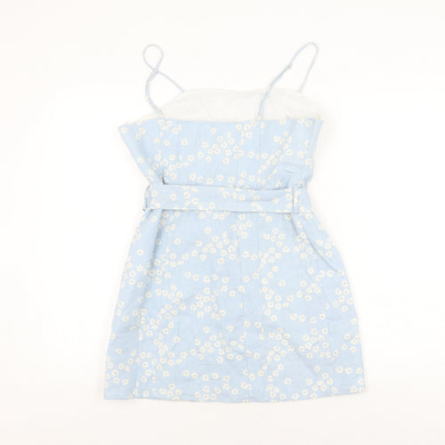 Zara Women's Blue Floral Mini Dress Size 12