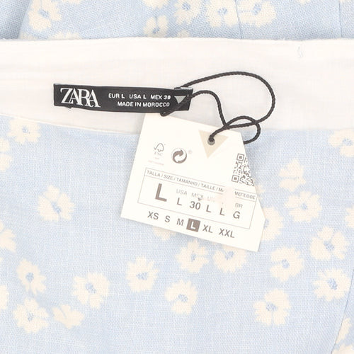 Zara Women's Blue Floral Mini Dress Size 12