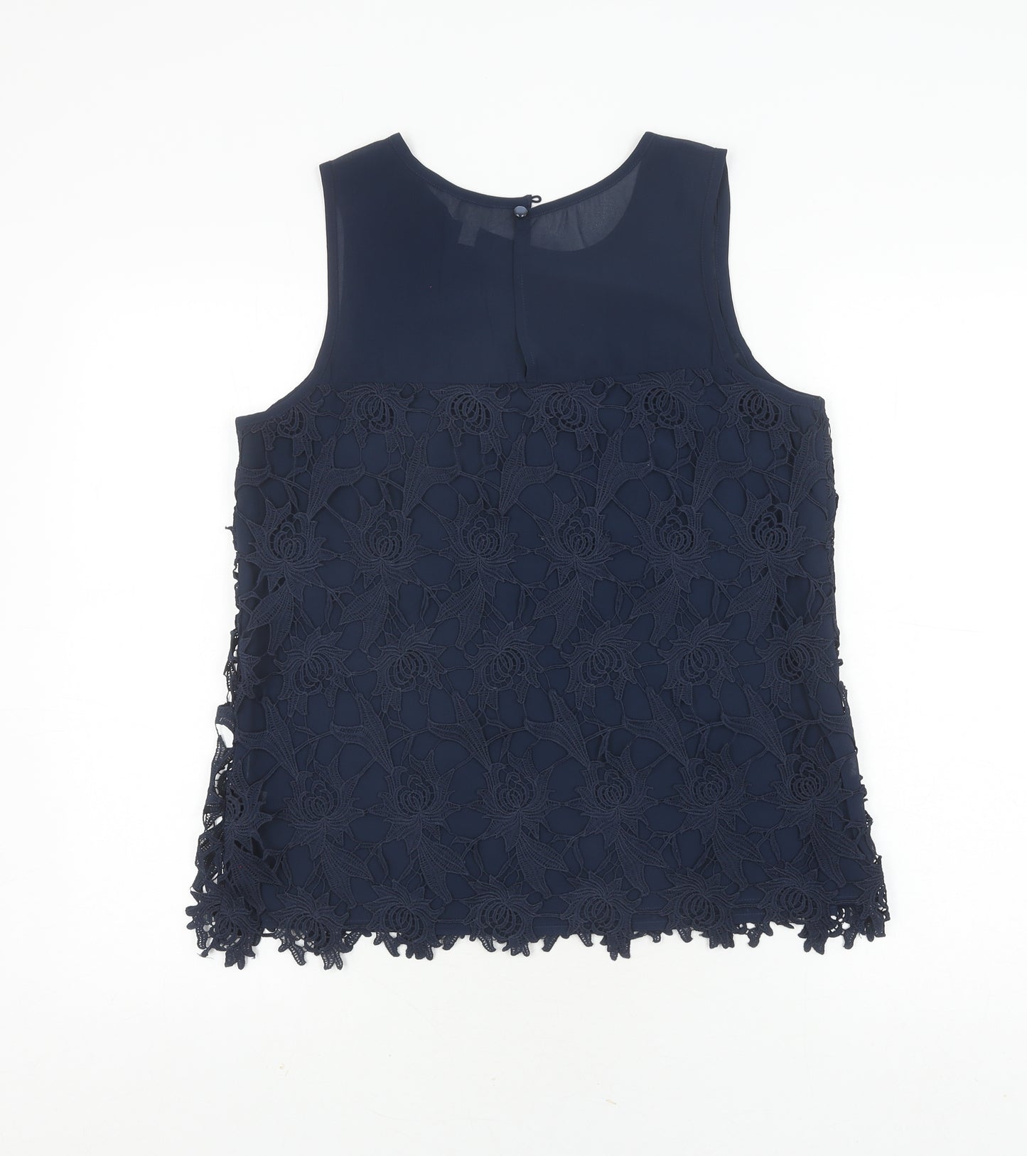 Adiva Women's Blue Crochet Blouse Size M Sleeveless