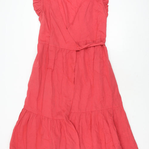 Crew Clothing Company Women's Red Flutter Sleeve Dress
