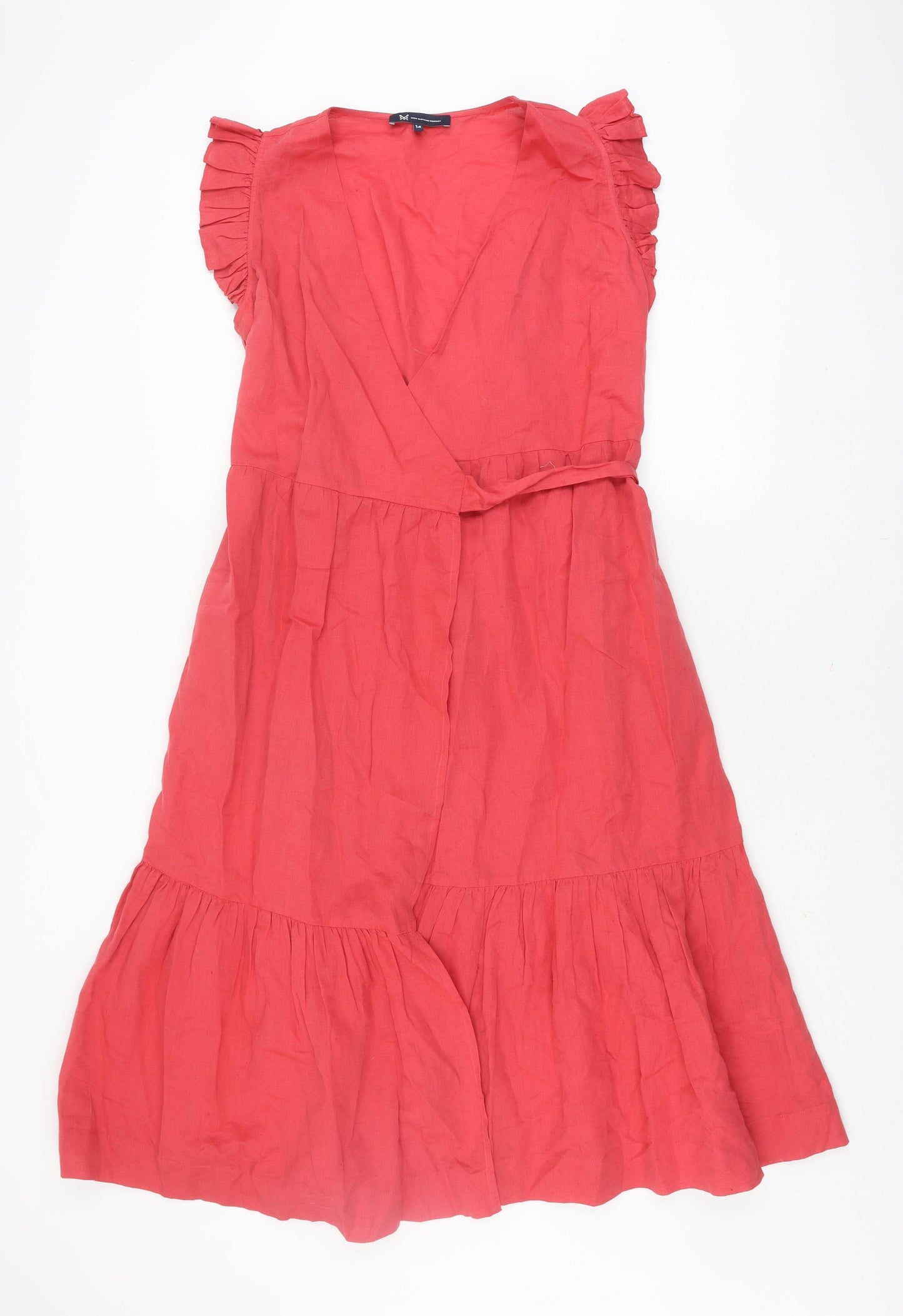Crew Clothing Company Women's Red Flutter Sleeve Dress
