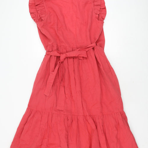 Crew Clothing Company Women's Red Flutter Sleeve Dress