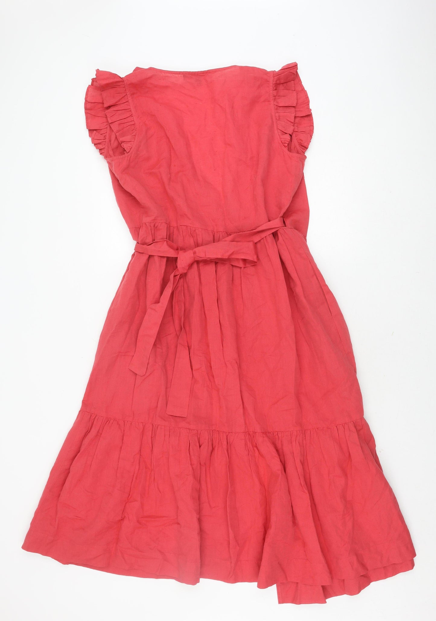 Crew Clothing Company Women's Red Flutter Sleeve Dress