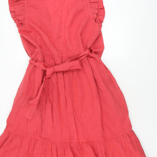 Crew Clothing Company Women's Red Flutter Sleeve Dress