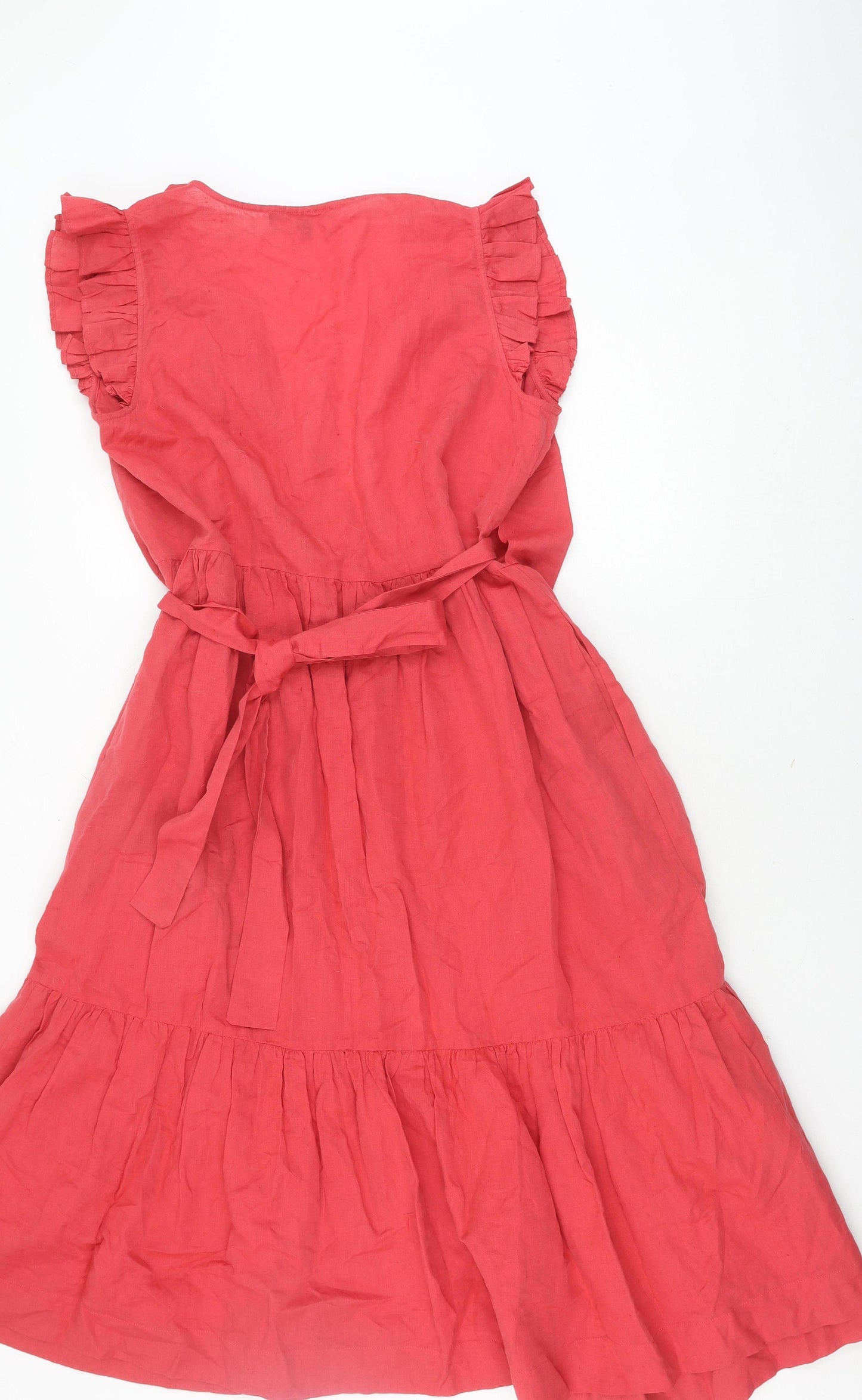 Crew Clothing Company Women's Red Flutter Sleeve Dress