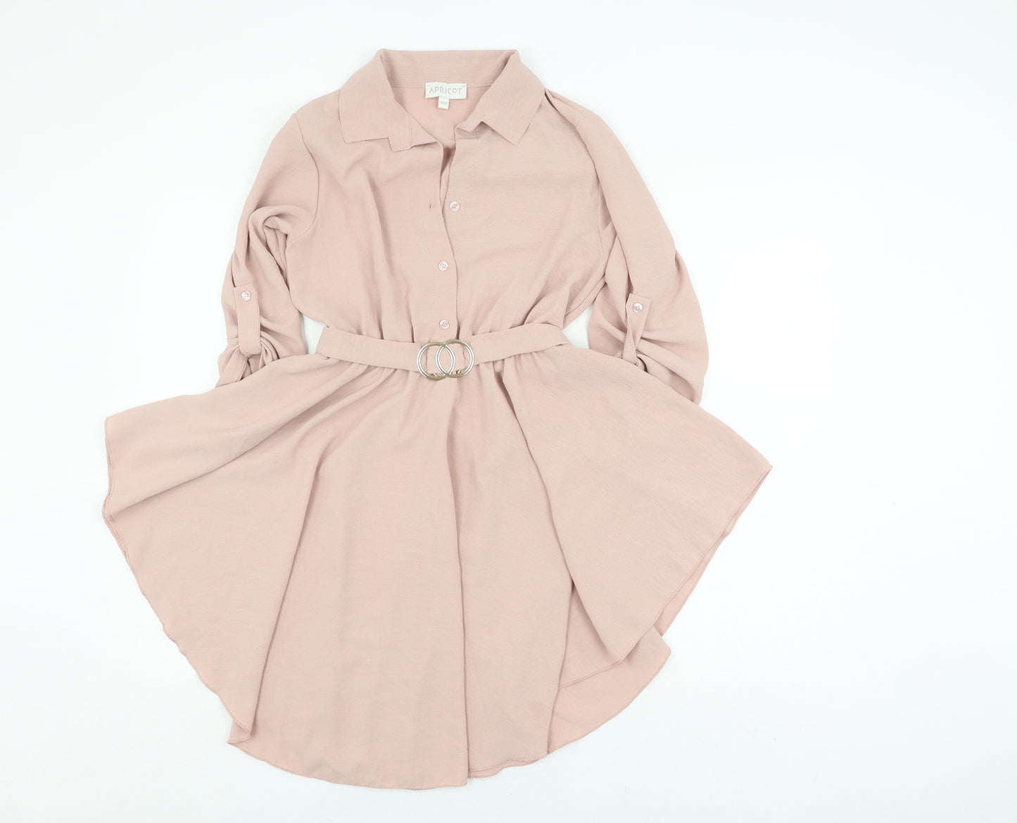 Apricot Women's Pink Shirt Dress S 3/4 Sleeve Collared