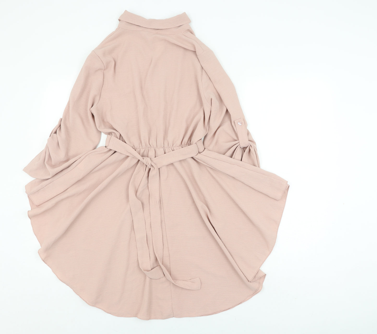 Apricot Women's Pink Shirt Dress S 3/4 Sleeve Collared
