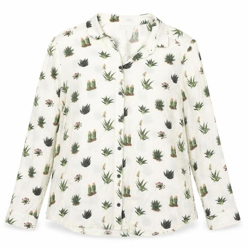Topshop Women's Floral Blouse, Size 10, White, Long Sleeve