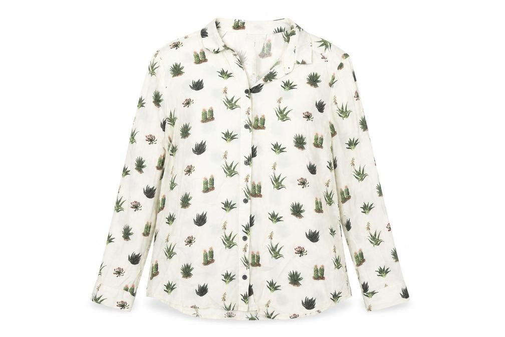 Topshop Women's Floral Blouse, Size 10, White, Long Sleeve