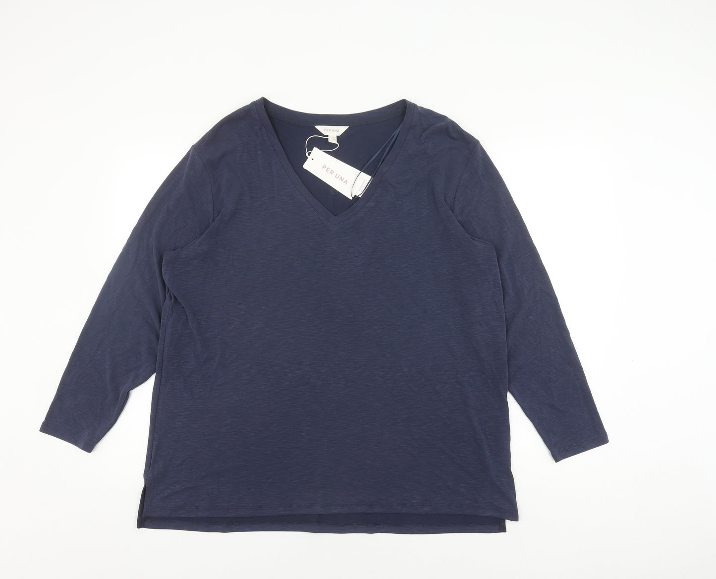 Marks and Spencer Women's Blue V-Neck Long Sleeve Top Size 20