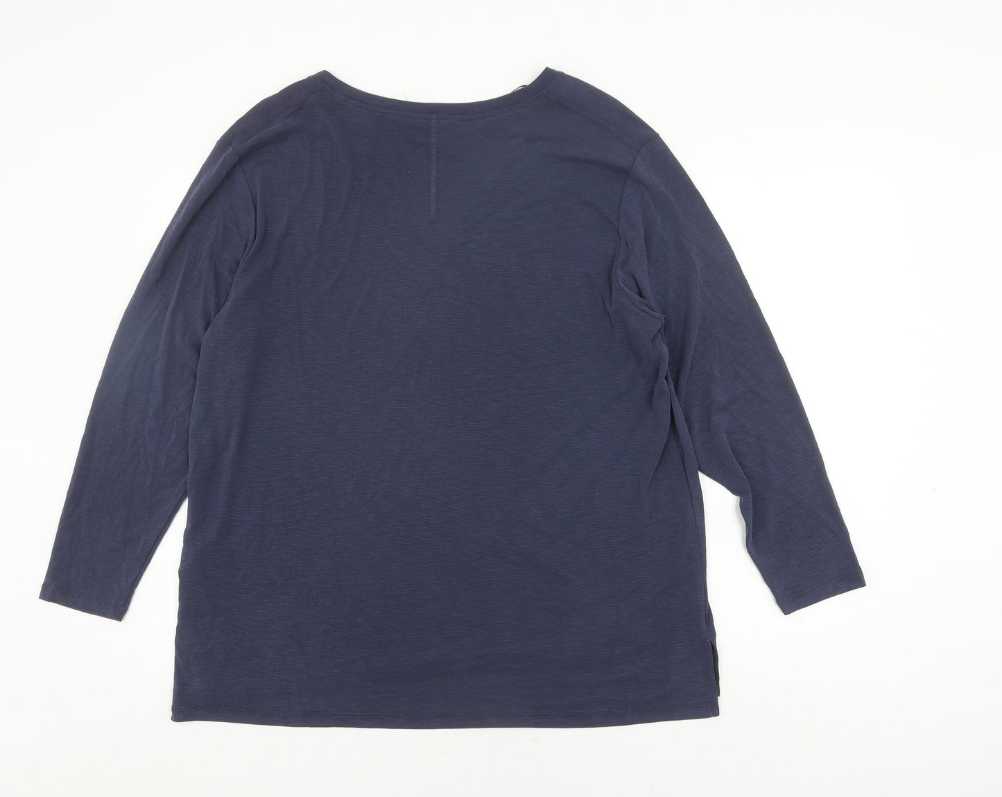 Marks and Spencer Women's Blue V-Neck Long Sleeve Top Size 20