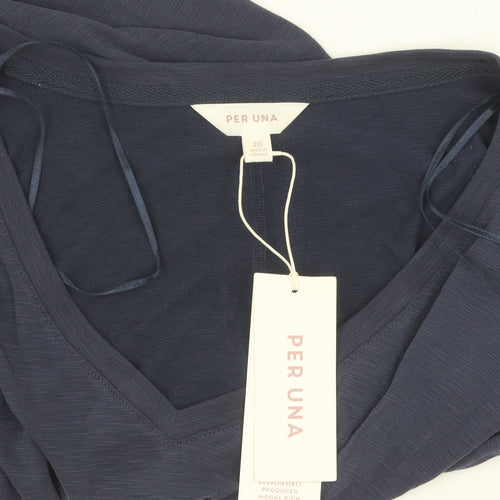 Marks and Spencer Women's Blue V-Neck Long Sleeve Top Size 20