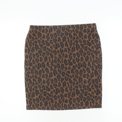 New Look Women's Brown Leopard Print Pencil Skirt Size 10