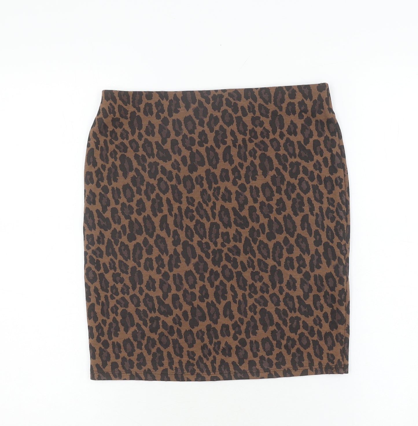 New Look Women's Brown Leopard Print Pencil Skirt Size 10