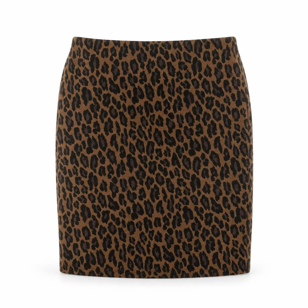 Front view of New Look Women's Brown Leopard Print Pencil Skirt, size 10